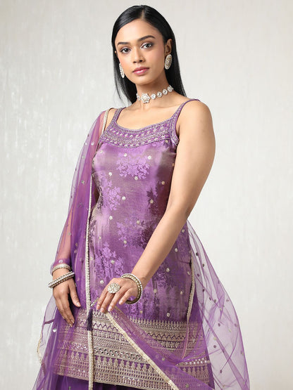 Dhiyona SO Women's Women Embroidered Regular Sequinned Kurta with Palazzos & With Dupatta