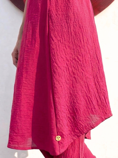 Dhiyona ST Swtantra Fuschia Easy Addictive Travel Airflow Sleeveless Kurta and Pant Set