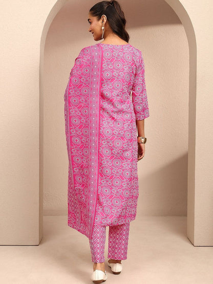 Women Ethnic Motifs Printed Regular Thread Work Kurta with Trousers & With Dupatta