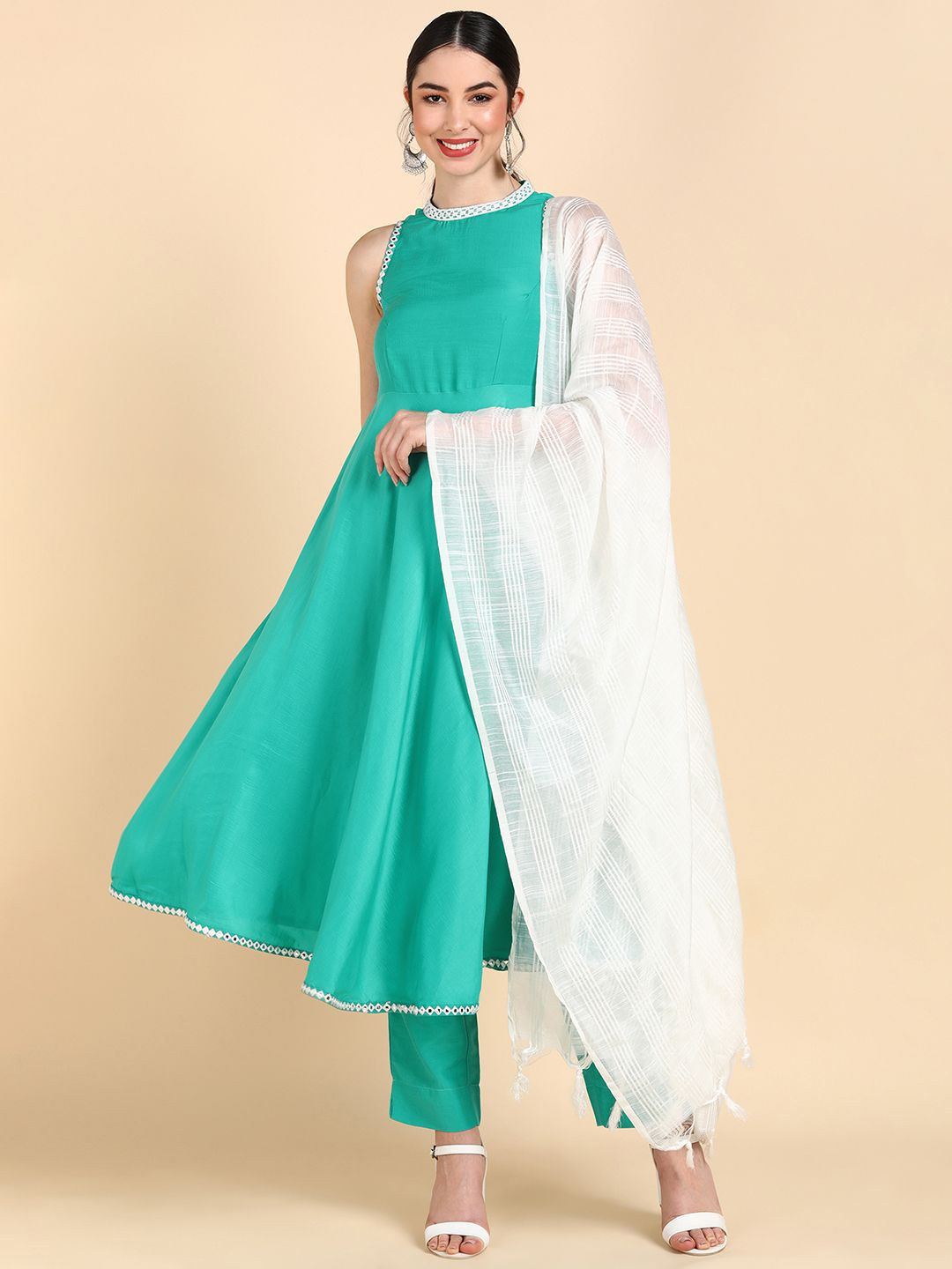 Dhiyona KL Empire Anarkali Kurta With Trousers & Dupatta