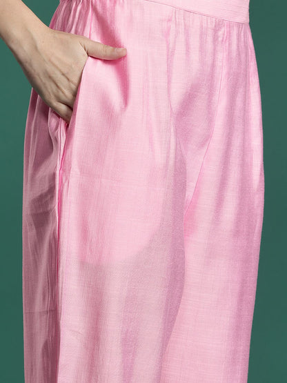 Floral Embroidered Thread Work Kurta with Trousers & With Dupatta