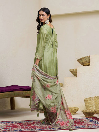 Dhiyona CH Women Ethnic Motifs Embroidered Mirror Work Kurta with Trousers & Dupatta