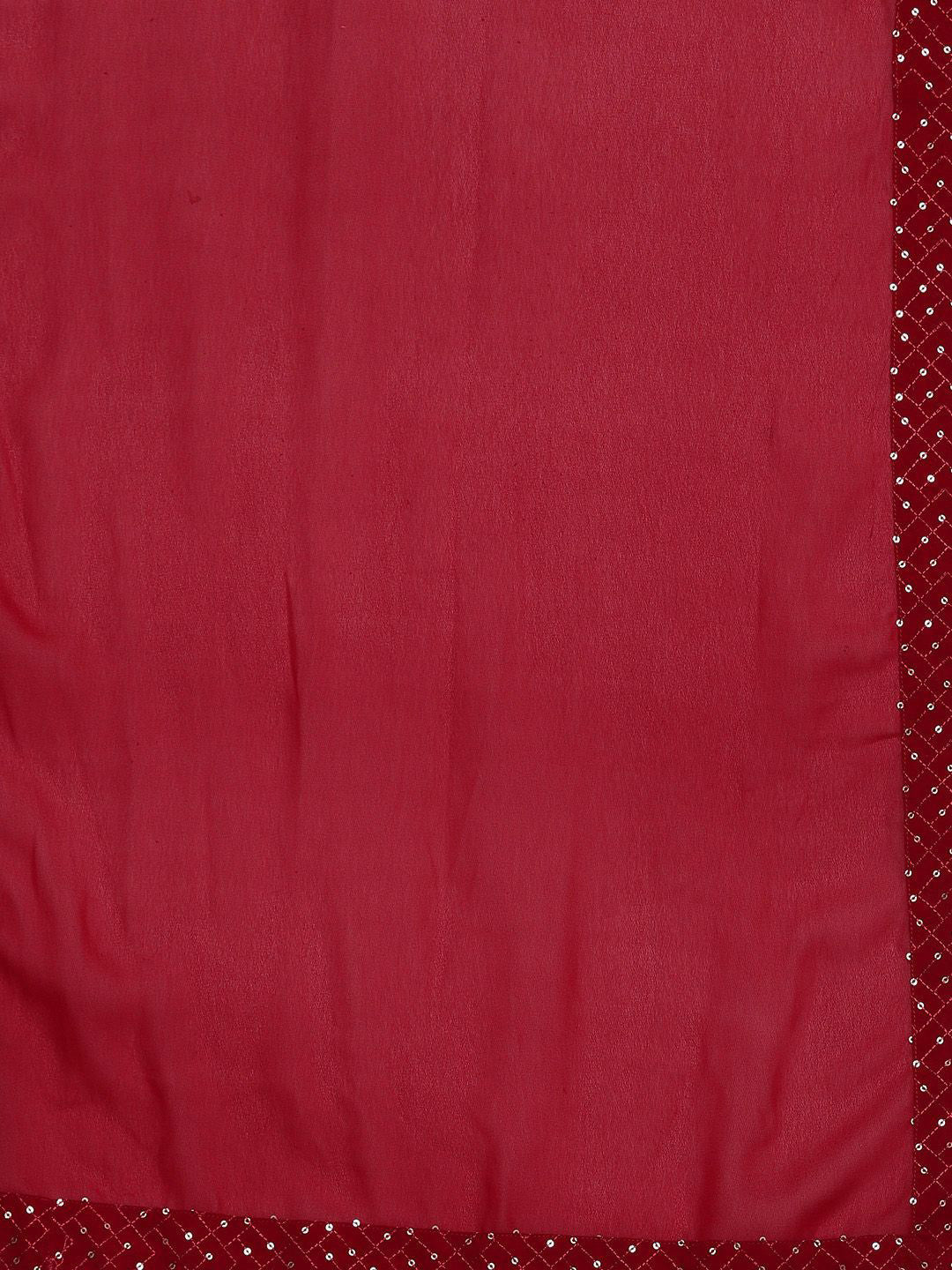 Women Ethnic Motifs Embroidered Pleated Sequinned Kurta with Palazzos & With Dupatta