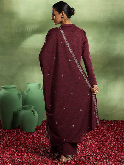 Floral Embroidered Thread Work Kurta with Trouser & Dupatta