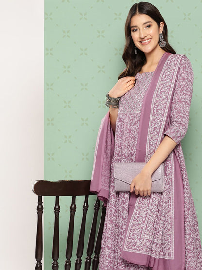 Dhiyona KL Women Ethnic Motifs Printed Empire Gotta Patti Kurta with Trousers & With Dupatta