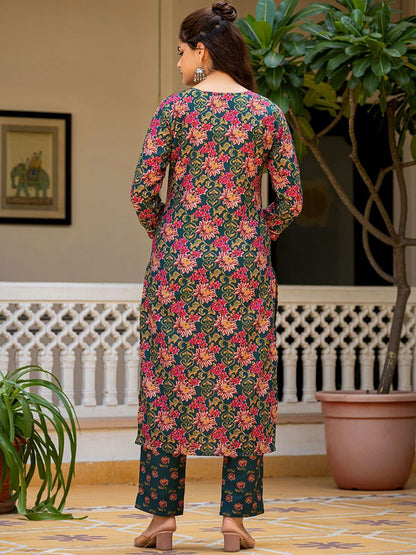 Dhiyona KL Women Floral Printed Regular Kurta with Trousers & Dupatta