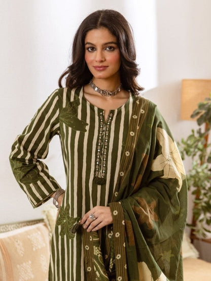 Karen olive cotton suit set
