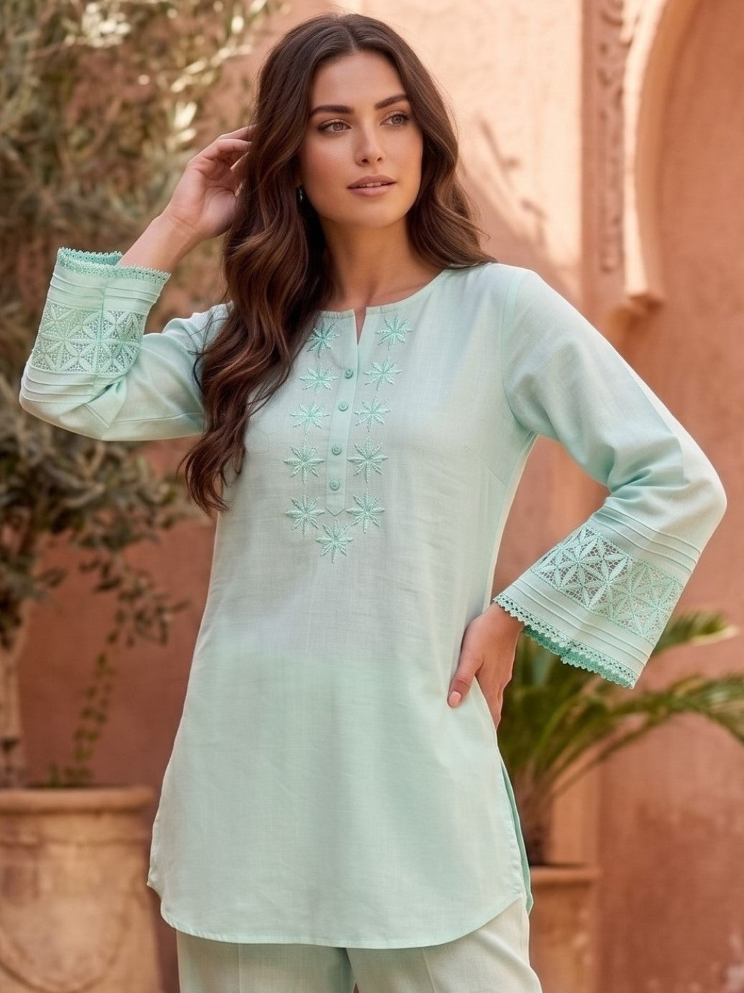 Prisha mantis embroidery cotton co-ord set