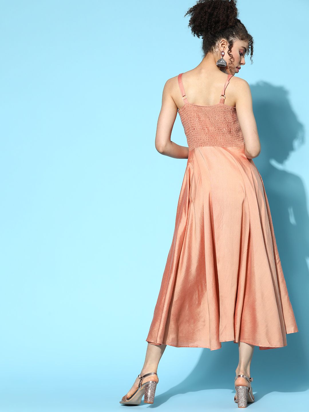 Dhiyona AY Women's Attractive Peach Sleek Dress