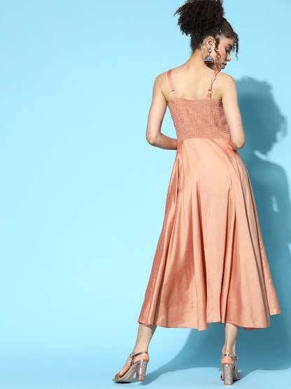 Dhiyona AY Women's Attractive Peach Sleek Dress
