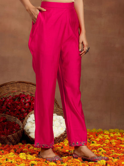 Ethnic Motifs Embroidered Sequinned V-Neck Straight Kurta With Trouser & Dupatta