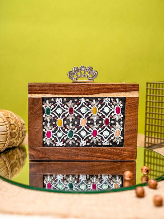 Dhiyona NR Embroidered Box Clutch
