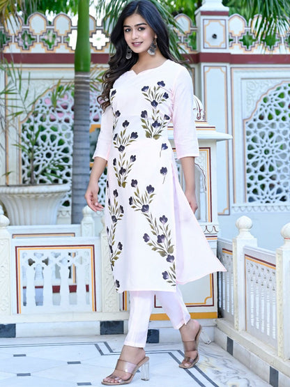 Dhiyona KL Floral Printed Regular Kurta With Trousers & Dupatta