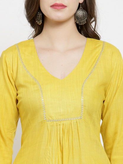 Dhiyona KL Geometric Yoke Design Kurta & Palazzos with Dupatta