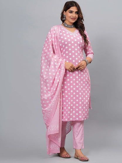 Dhiyona KL Women Printed Regular Pure Cotton Kurta with Pyjamas & With Dupatta