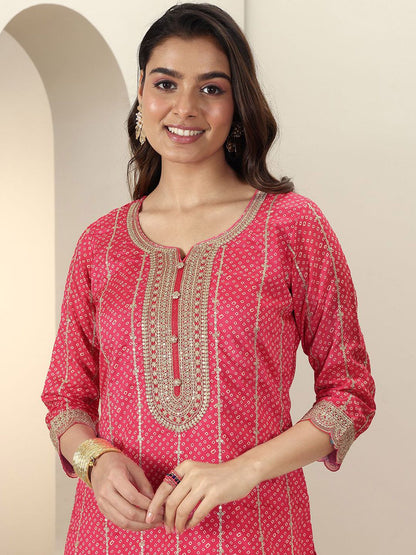 Dhiyona LL Women Bandhani Printed Regular Kurta with Palazzos & With Dupatta