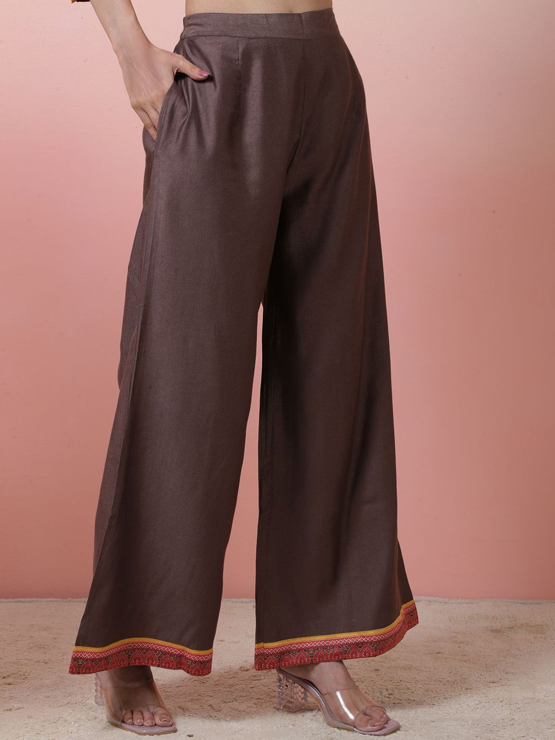 Dhiyona SN Ethnic Motifs Printed Round Neck A-line Kurta With Palazzos & Dupatta