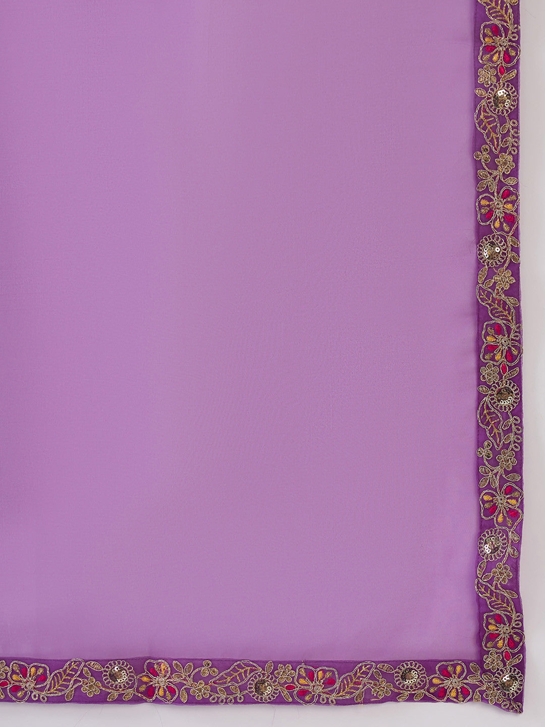 Floral Embroidered Pleated Zari Liva Anarkali Kurta With Trousers & Dupatta