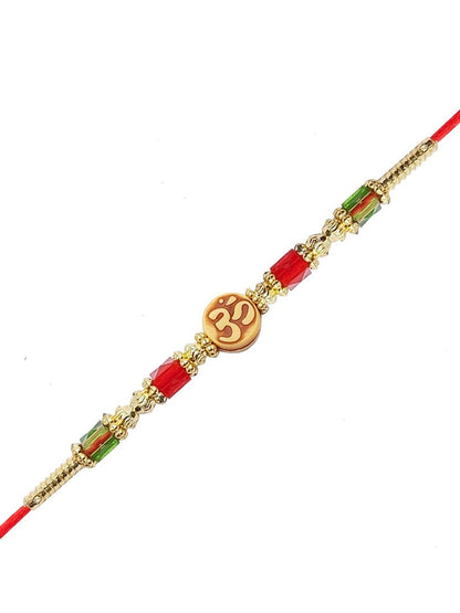 Dhiyona Unisex Beaded Thread Rakhi With Greeting Card