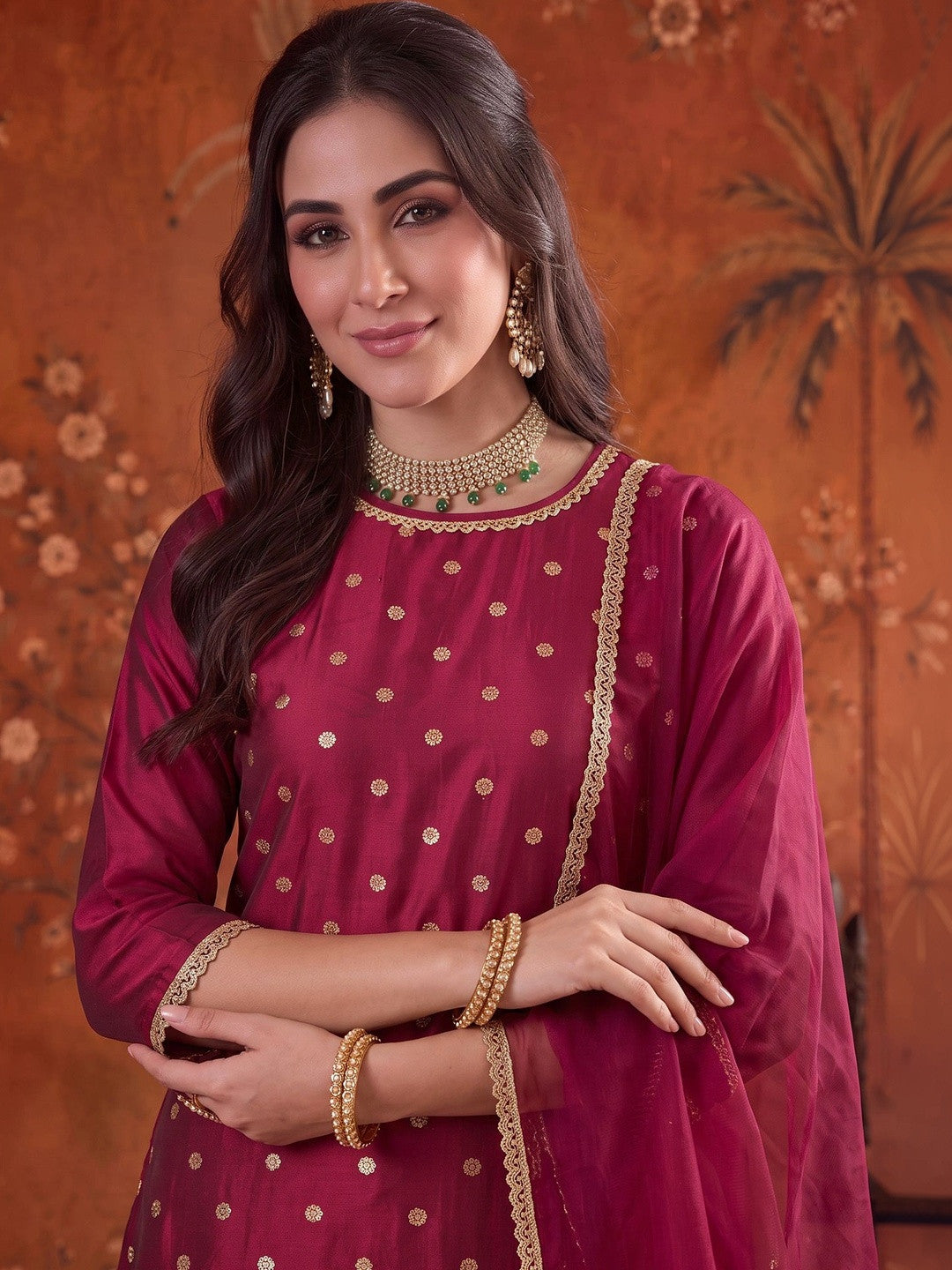 Embroidered Round Neck Kurta Sets
