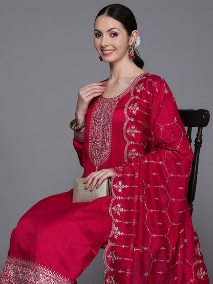 Ethnic Motifs Embroidered Sequinned Kurta with Trousers & Dupatta