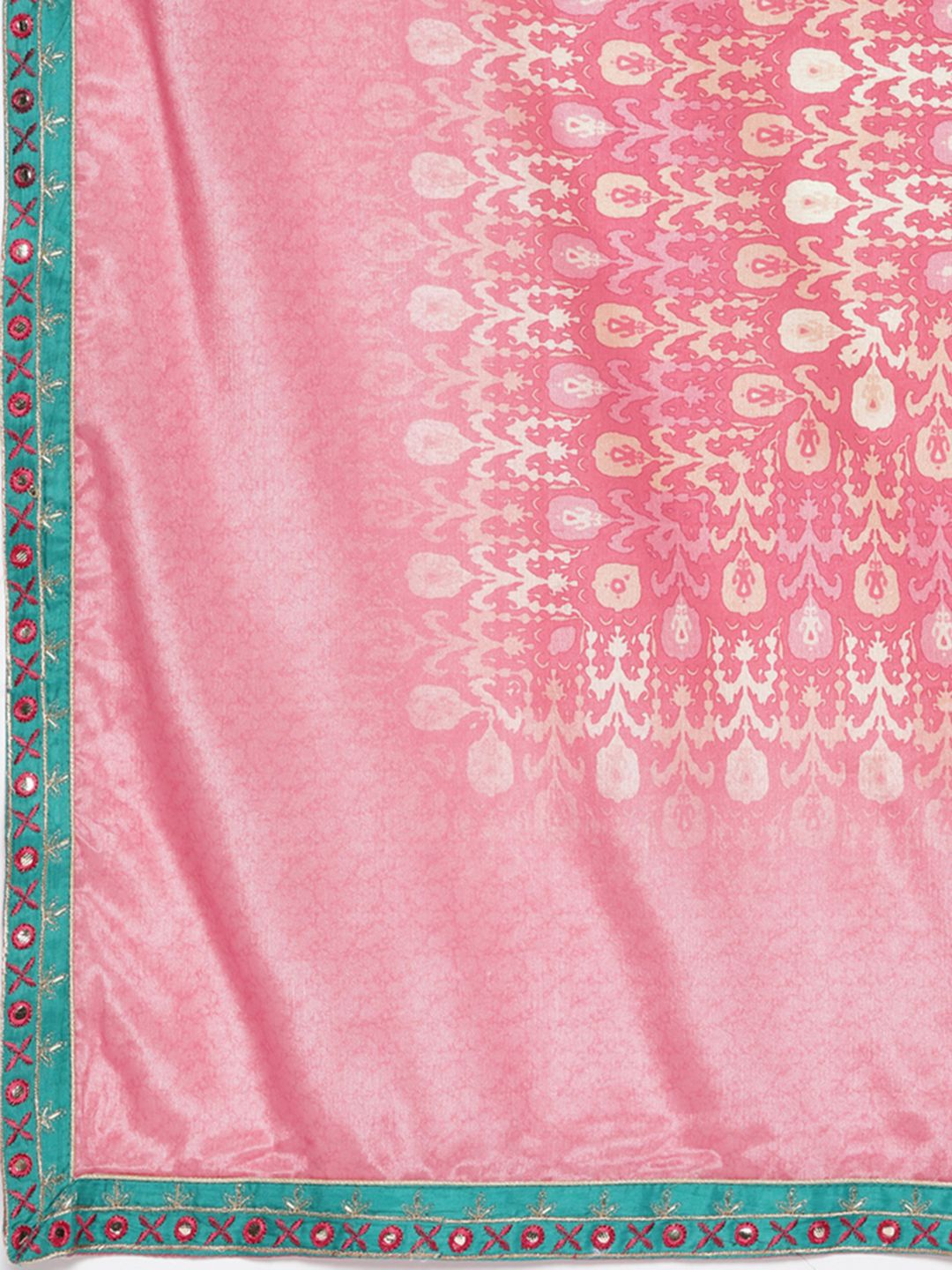 Dhiyona SN Floral Printed Mirror Work Flared Kurta With Sharara And Dupatta