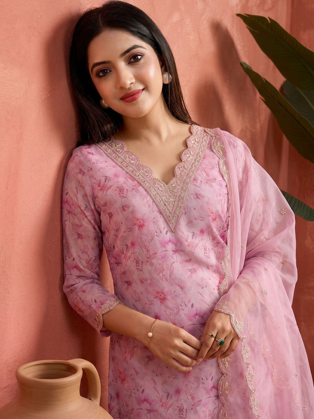 Embroidered Round Neck Kurta Sets