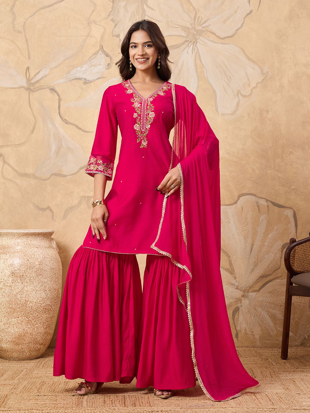 Dhiyona HOP Embroidered Sharara Set With Dupatta