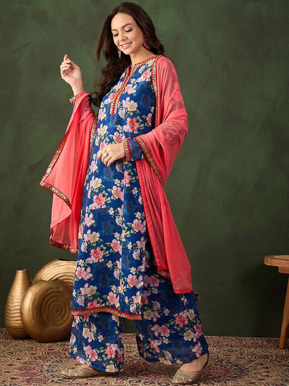 Dhiyona SN Printed Kurta, Palazzo With Dupatta