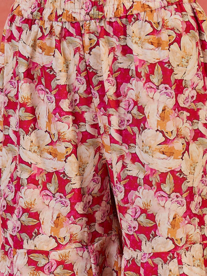 Dhiyona SN Floral Printed Gota Patti Anarkali Kurti With Sharara Dupatta