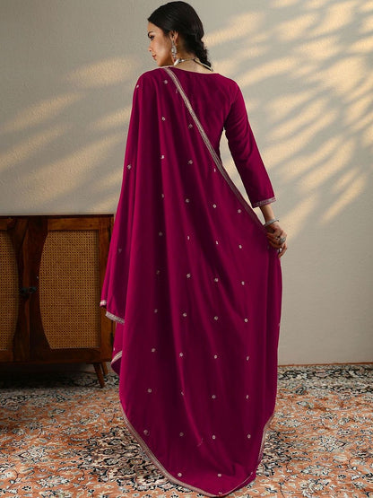 Dhiyona LL Women Ethnic Motifs Embroidered Kurta with Palazzo & Dupatta