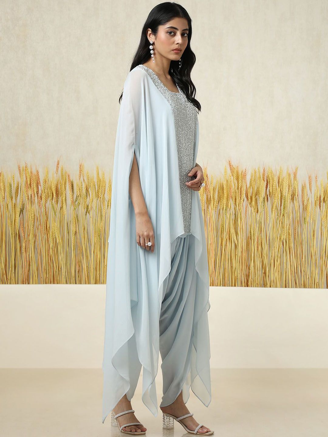 Dhiyona SO Women's Women Layered Beads and Stones Top with Trousers