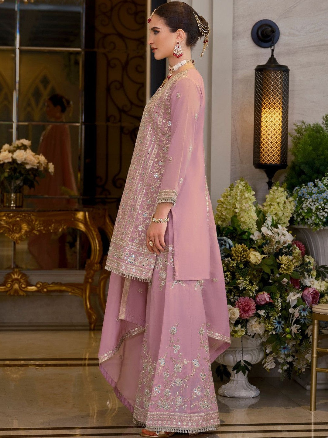 Women Ethnic Motifs Embroidered Regular Mirror Work Kurta with Sharara & With Dupatta