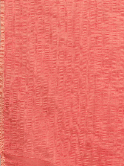 Women's Polycotton Pink Solid Belted Sarees With Blouse Piece