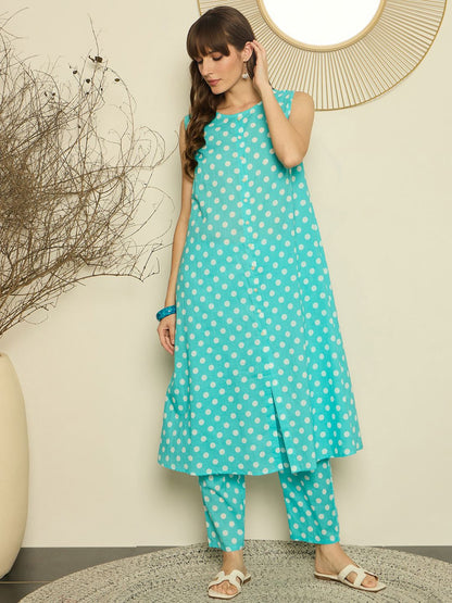 Women Printed Regular Pure Cotton A-Line Kurta with Trouser
