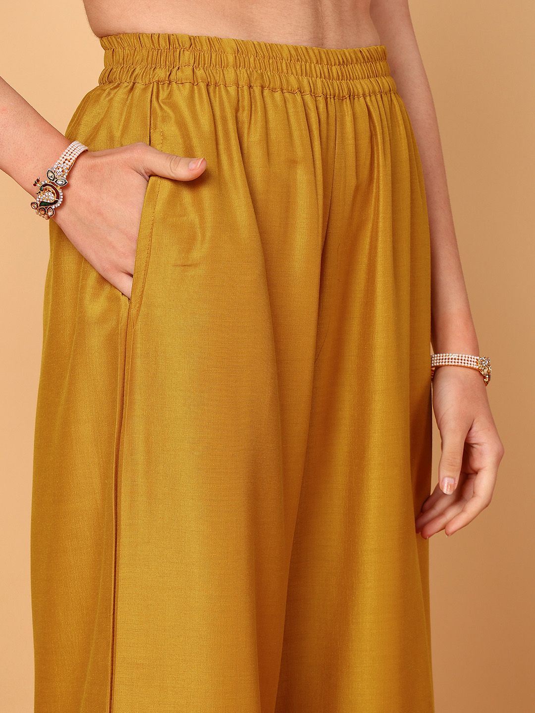 Dhiyona KL Floral Embroidered Sequinned Kurta With Palazzos & Dupatta