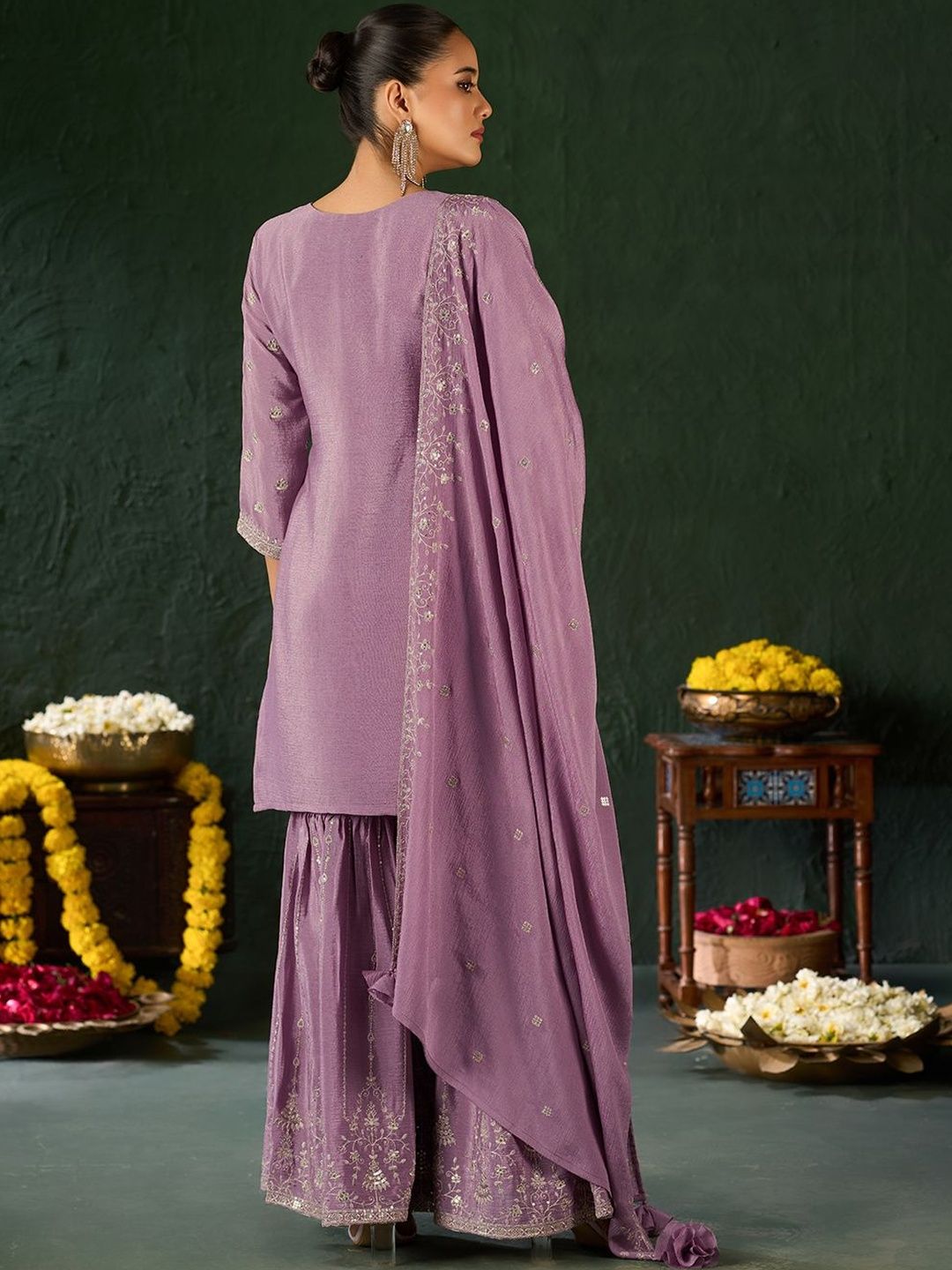 Dhiyona AN Women Ethnic Motifs Printed Regular Kurta with Sharara & With Dupatta
