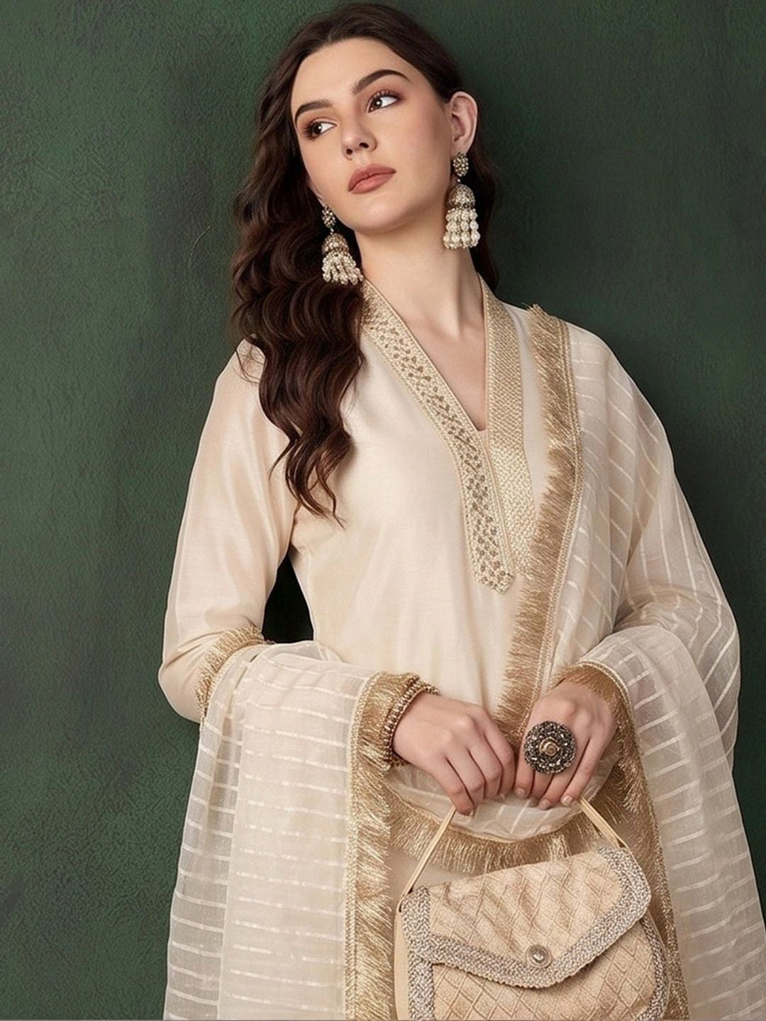 Women Regular Kurta with Trousers & With Dupatta