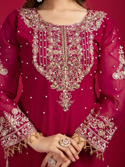 Dhiyona KL Women Ethnic Motifs Embroidered Regular Kurta with Sharara & With Dupatta