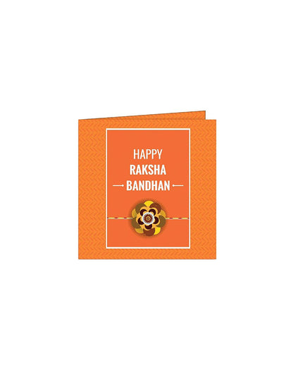 Dhiyona Stone Studded & beaded Rakhi Greeting Card & Roli Chawal