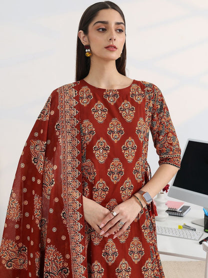 Women Ethnic Motifs Printed Regular Kurta with Trousers & With Dupatta