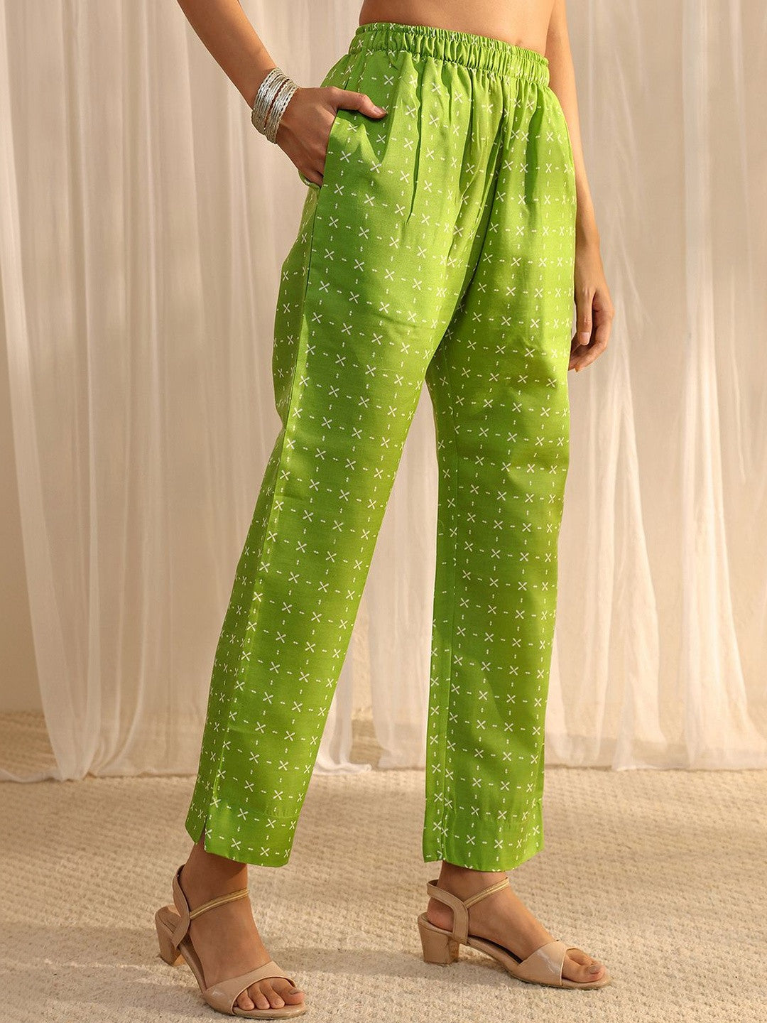 Libas Green Multi Printed Straight Suit Set with Dupatta