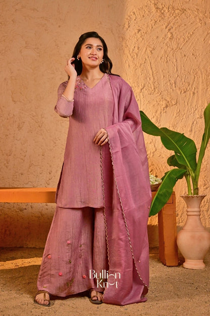 Dhiyona BN Phoolkari Lavender Thread Work Kurta Set