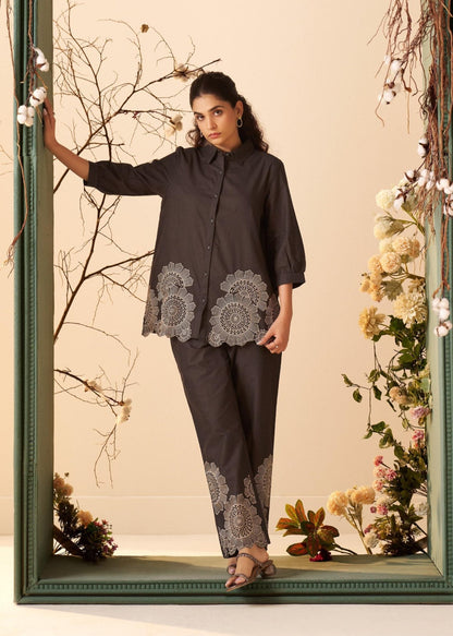 Tisca raven embroidery co-ord set
