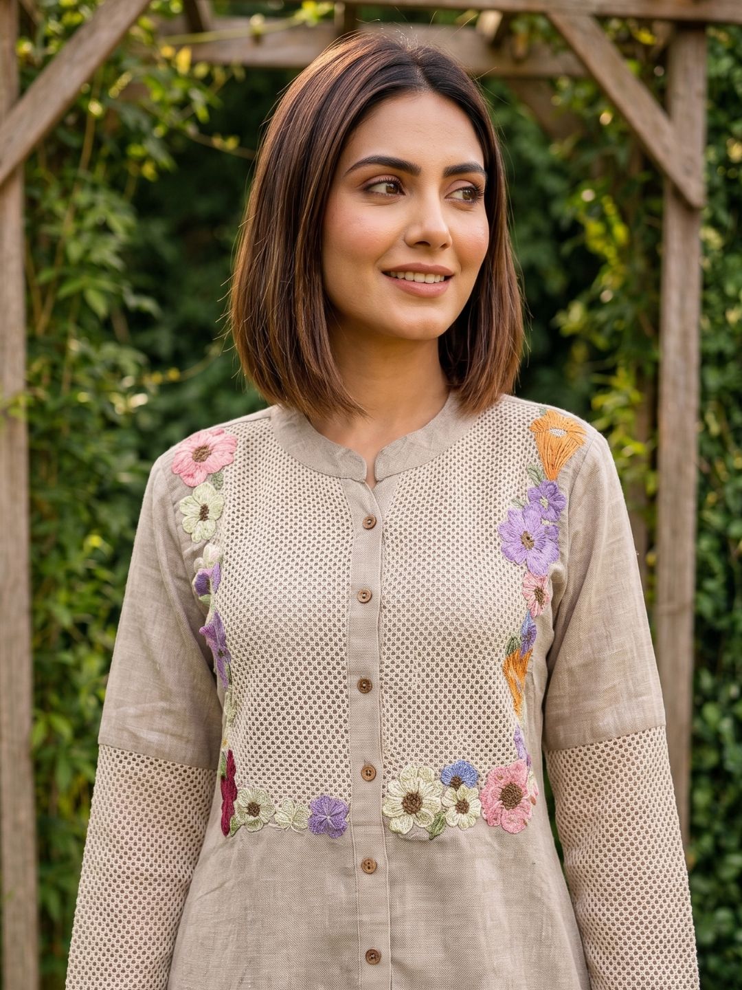 Sushi flora embroidery cotton co-ord set
