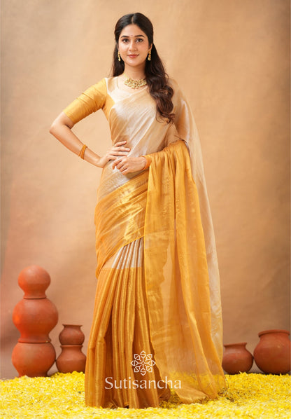 Dhiyona SS Regal Split Elegance Handloom Tissue Cotton Saree