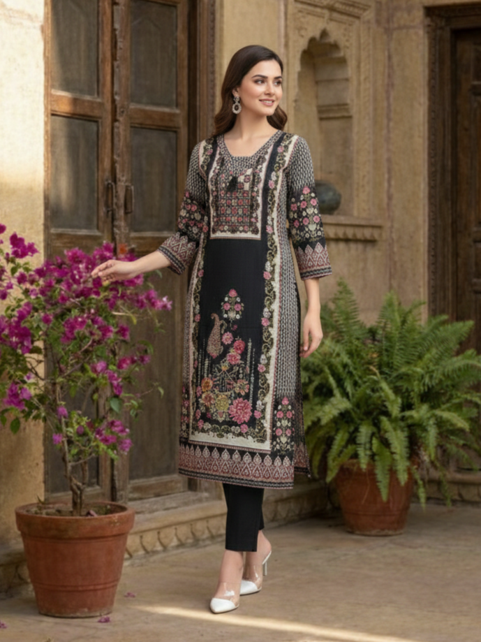 Reet Coal Printed Suit Set