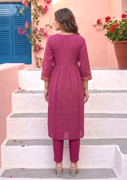 Chandri Blush Embroidered Kurta Pant Set