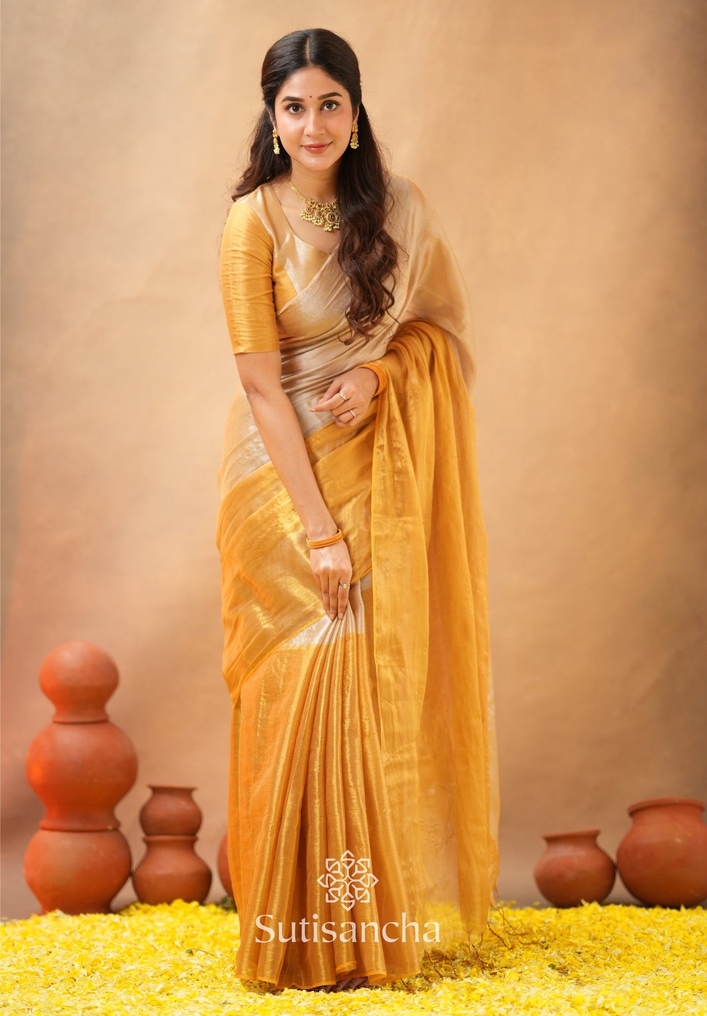 Dhiyona SS Regal Split Elegance Handloom Tissue Cotton Saree