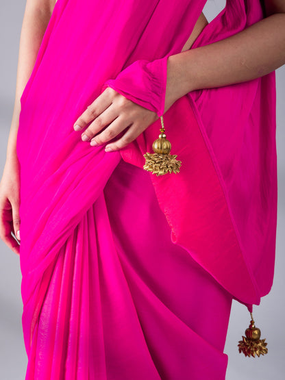 Dhiyona ST Fuchsia Flush Paradise Satin Saree